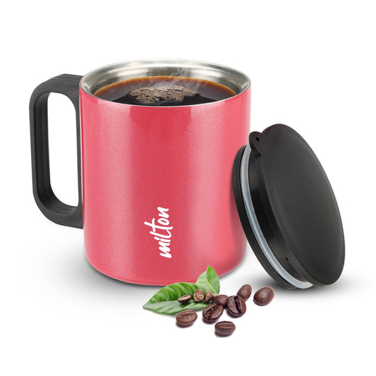 Milton Auriga Double Walled Stainless Steel Mug with Lid 210 ml Red