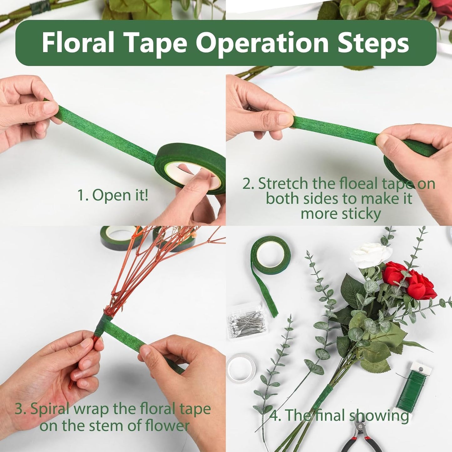 Floral Tape Self Adhesive Flower Making Tapes for Stem Wrap