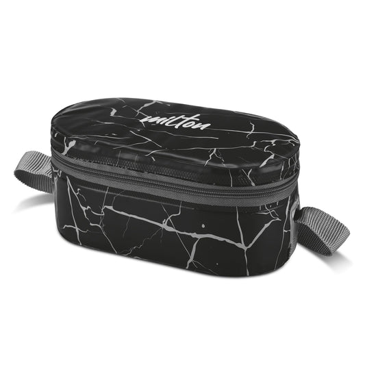 Milton Executive Lunch Box 2 Inner Steel Round Containers 280ml Each and 1 Microwave Safe Oval Plastic Container 450ml with Insulated Bag Office Tiffin Leakproof Easy to Carry - Black