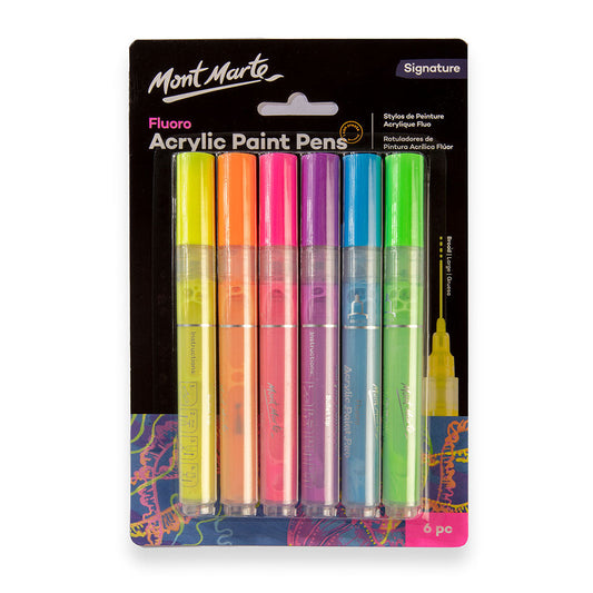 Mont Marte Fluoro Acrylic Paint Pens Signature 6pc