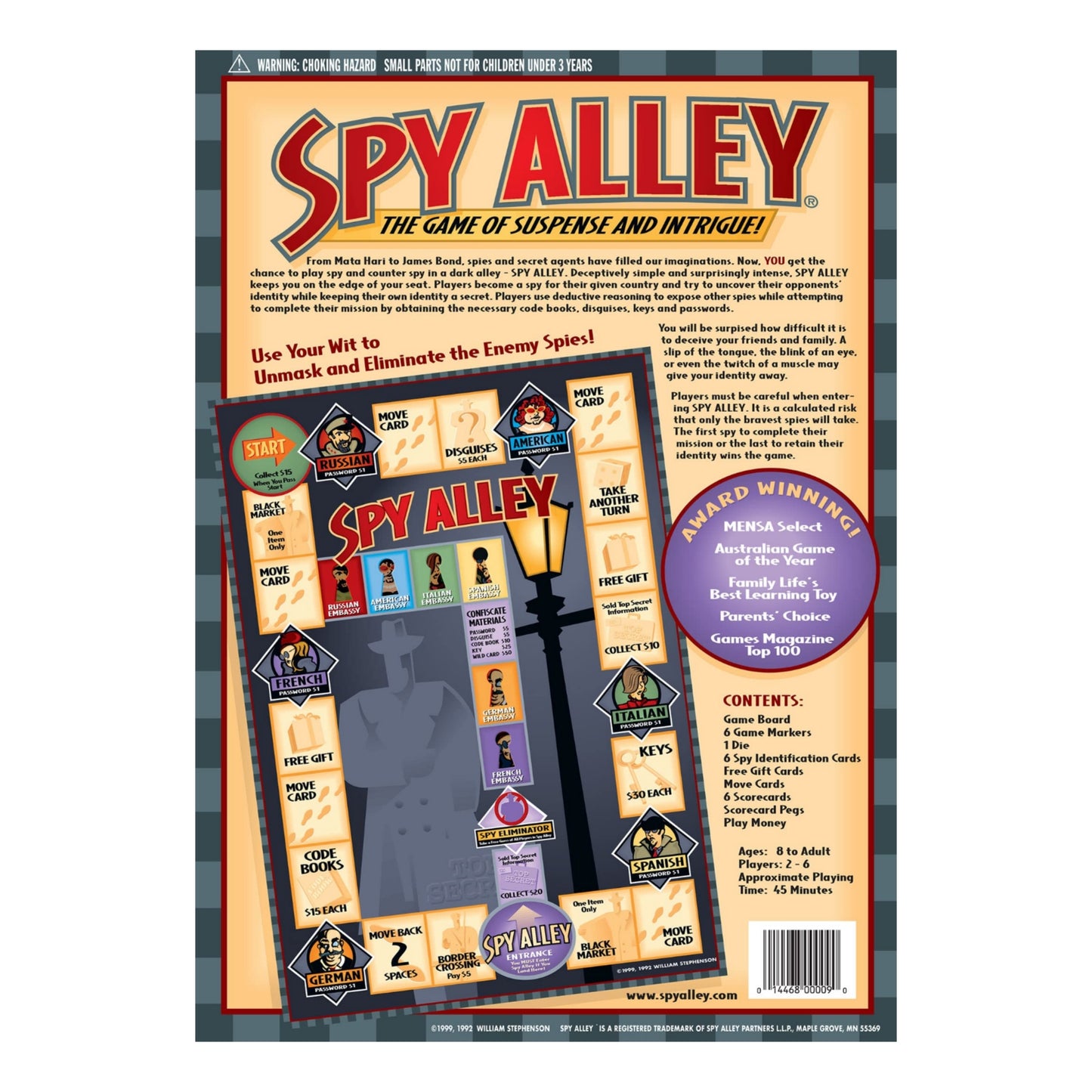 Spy Alley Mensa Award Winning Family Strategy Board Game