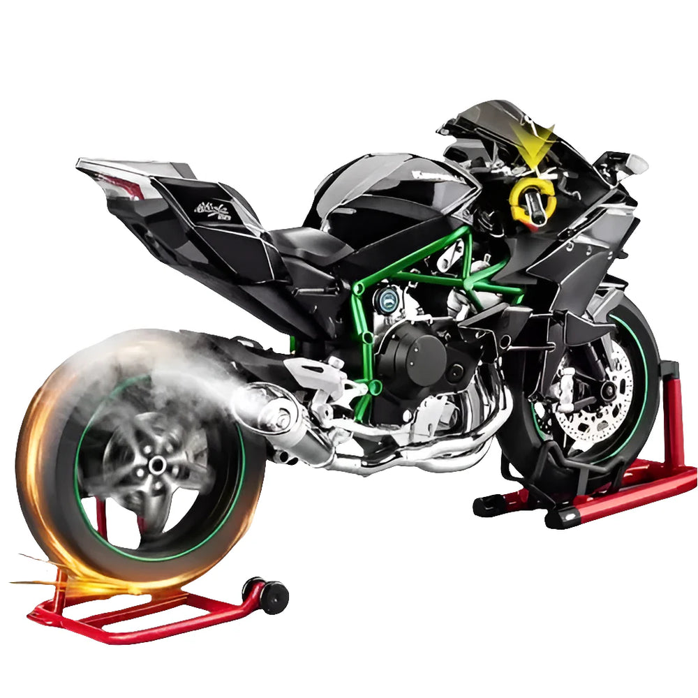 XLG 1/6 Scale Kawasaki Ninja H2R Diecast Motorcycle Model with Display Stand Premium Collector's Die Cast Bike