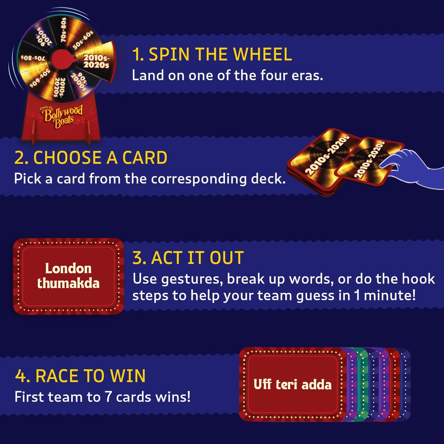 Gouda Games Bollywood Beats  Spin the Wheel Song Guessing Party Game