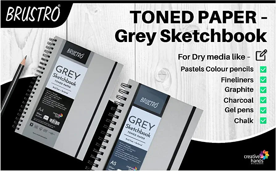 Brustro Grey Sketchbook Toned Paper 120gsm