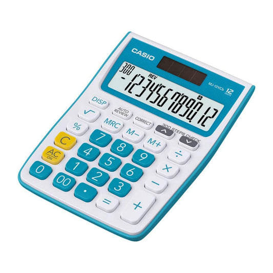 Casio MJ-12VCb-BU 300 Steps Check & Correct Colourful Desktop Calculator - Blue