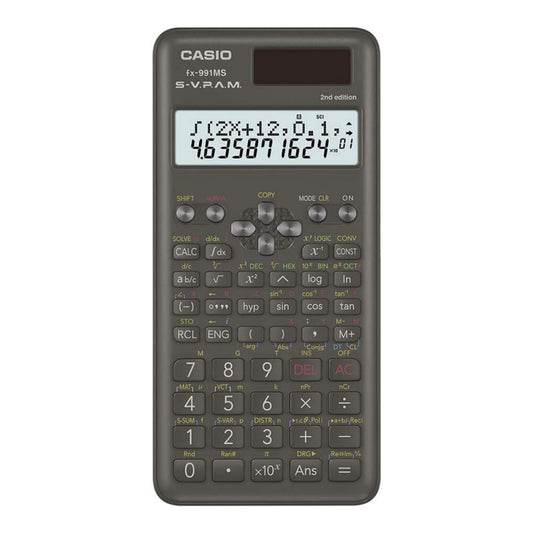 Casio FX-991MS 2nd Gen Non-Programmable Scientific Calculator, 401 Functions and 2-line Display - Black