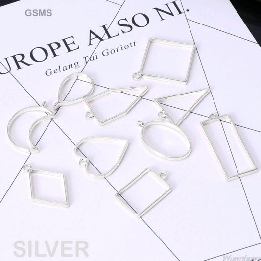Geometric Shape Metal Frame Set - Silver Bezels