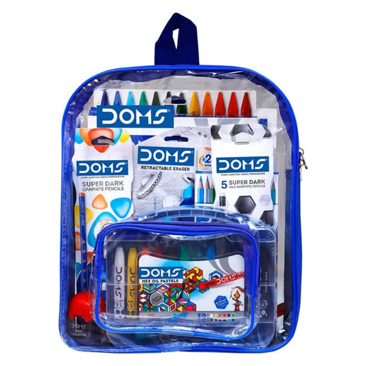 Doms Pencil Smart Kit | Comes With Transparent Zipper Bag | Perfect Value Pack | Kit For School Essentials | Gifting Range For Kids | Combination of 12 Stationery Items