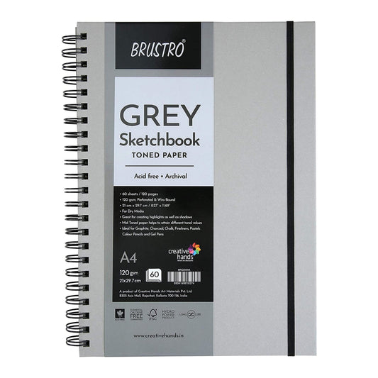 Brustro Grey Sketchbook Toned Paper 120gsm