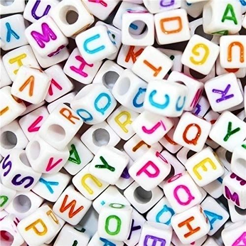 Alphabet Beads Square White + Multicolor