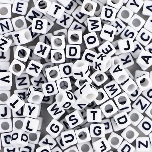 Alphabet Beads Square White + Black
