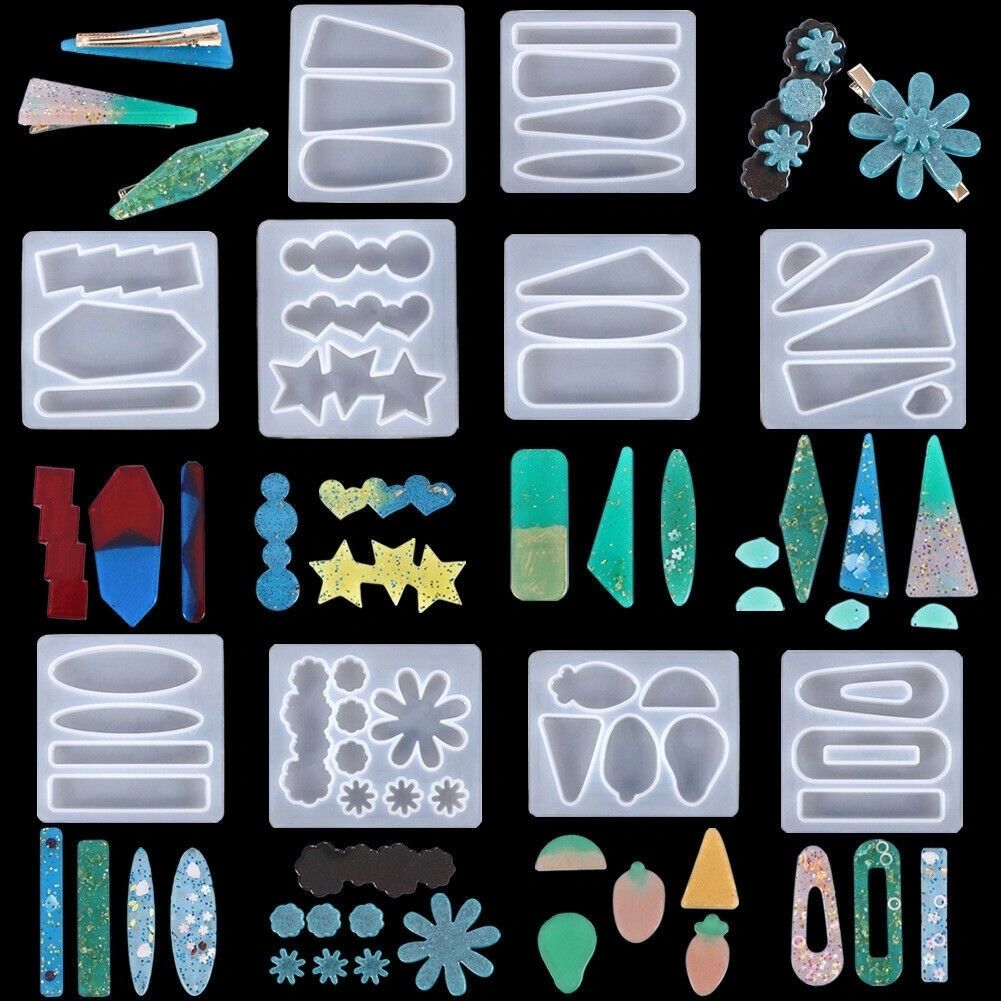 Silicone Mould Hair Clip Set Including Clips