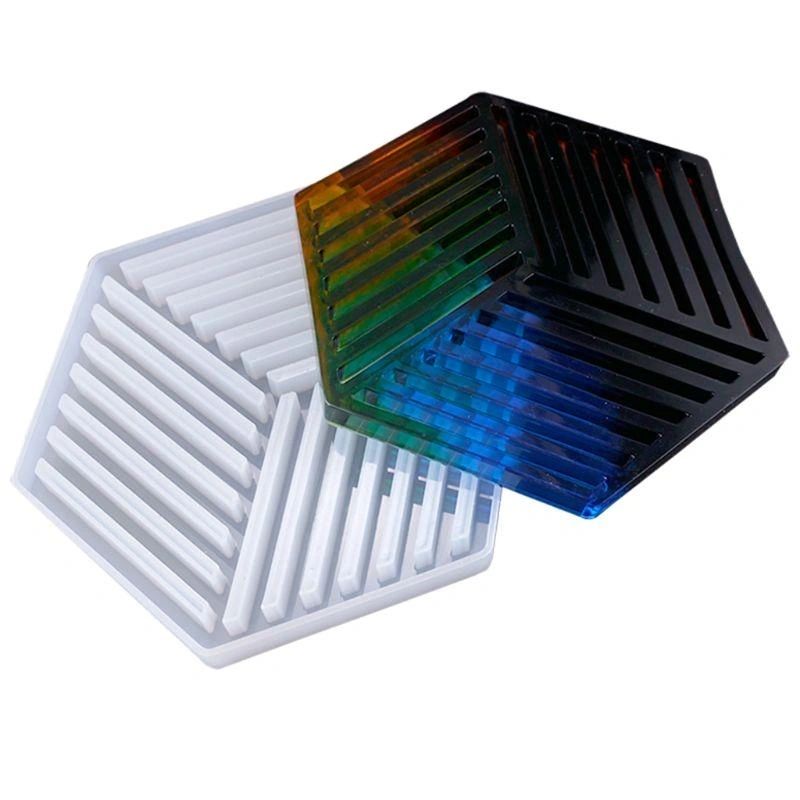 Silicone Mould Hexagon Coaster- Stripes