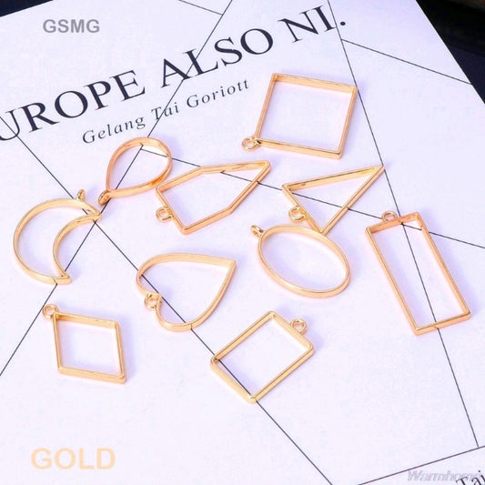 Geometric Shape Metal Frame Set - Gold Bezels