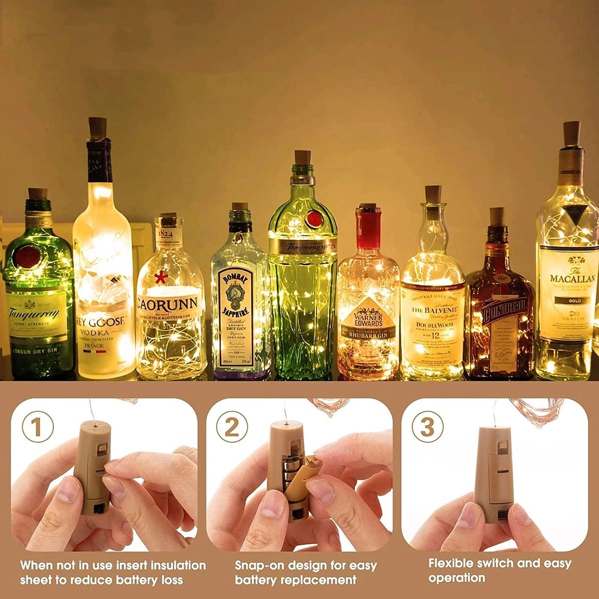 LED String Copper Wire Wine Bottle Cork Lights Warm White