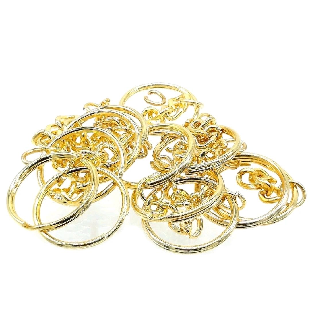 Gold Keyrings with Chain Open Jump Ring 12Pcs