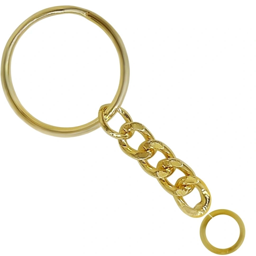 Gold Keyrings with Chain Open Jump Ring 12Pcs