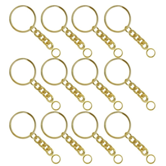 Gold Keyrings with Chain Open Jump Ring 12Pcs